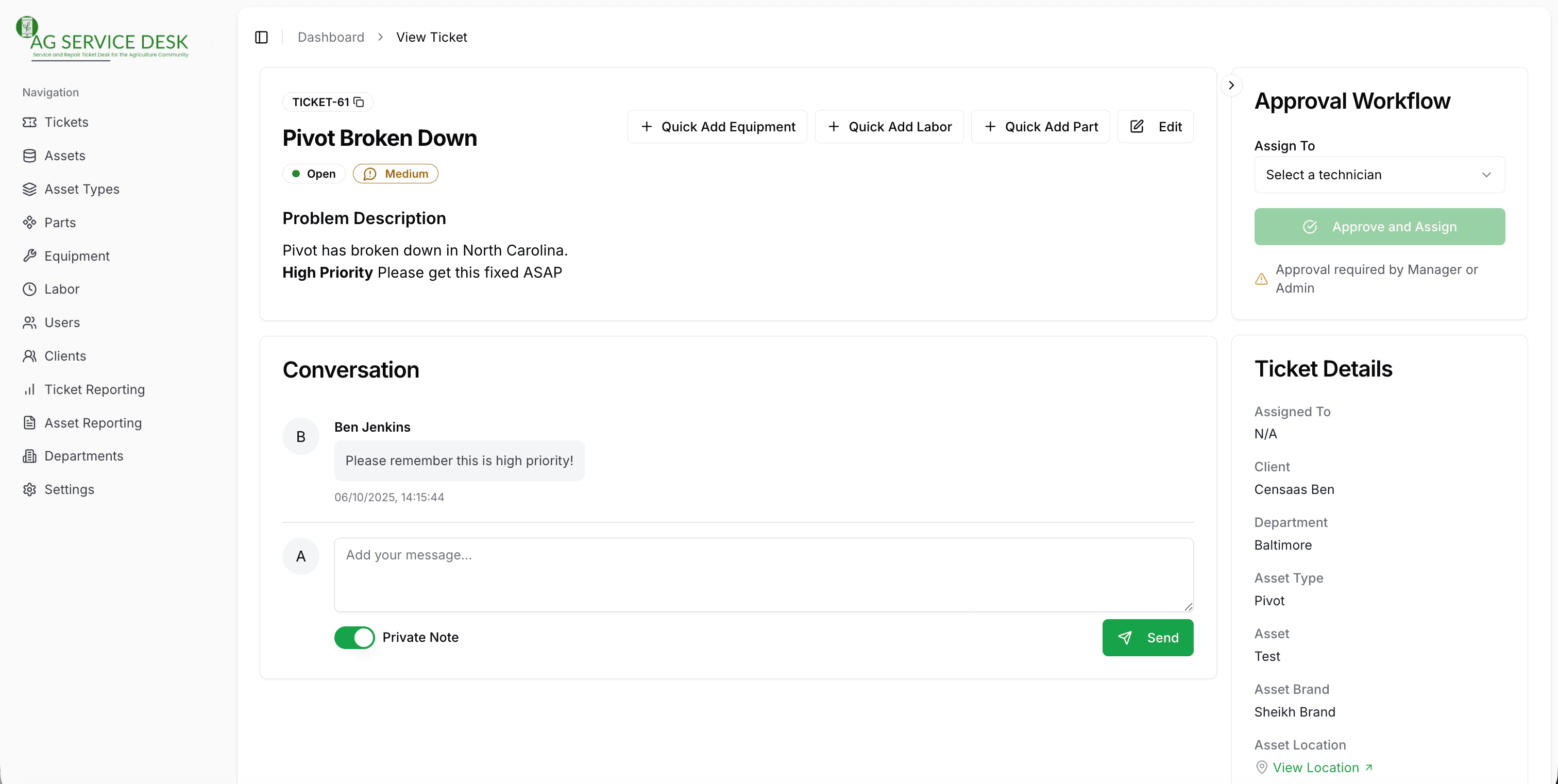 Service Ticket Logging - Screenshot 1