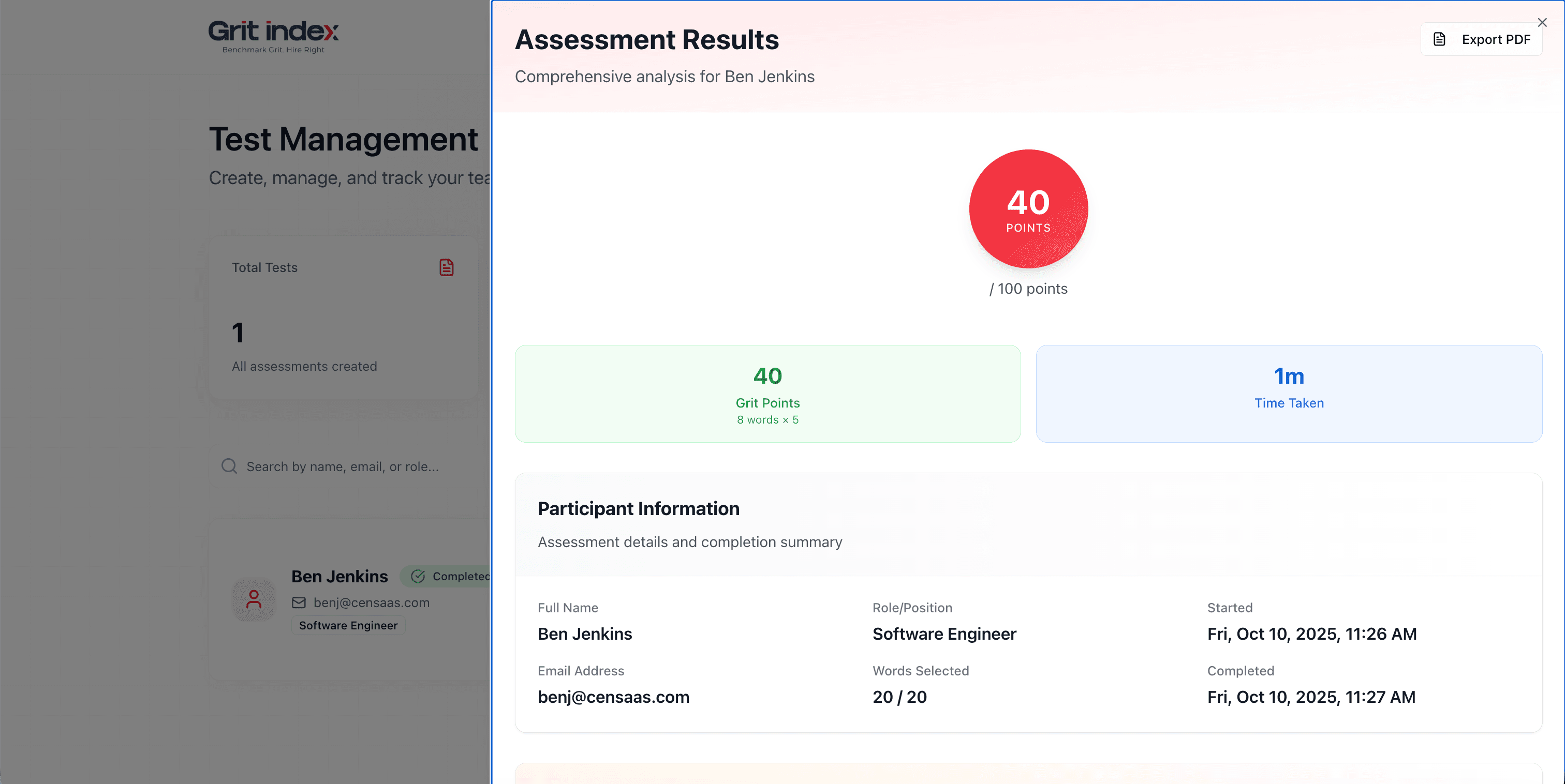 Detailed Grit Results - Screenshot 1
