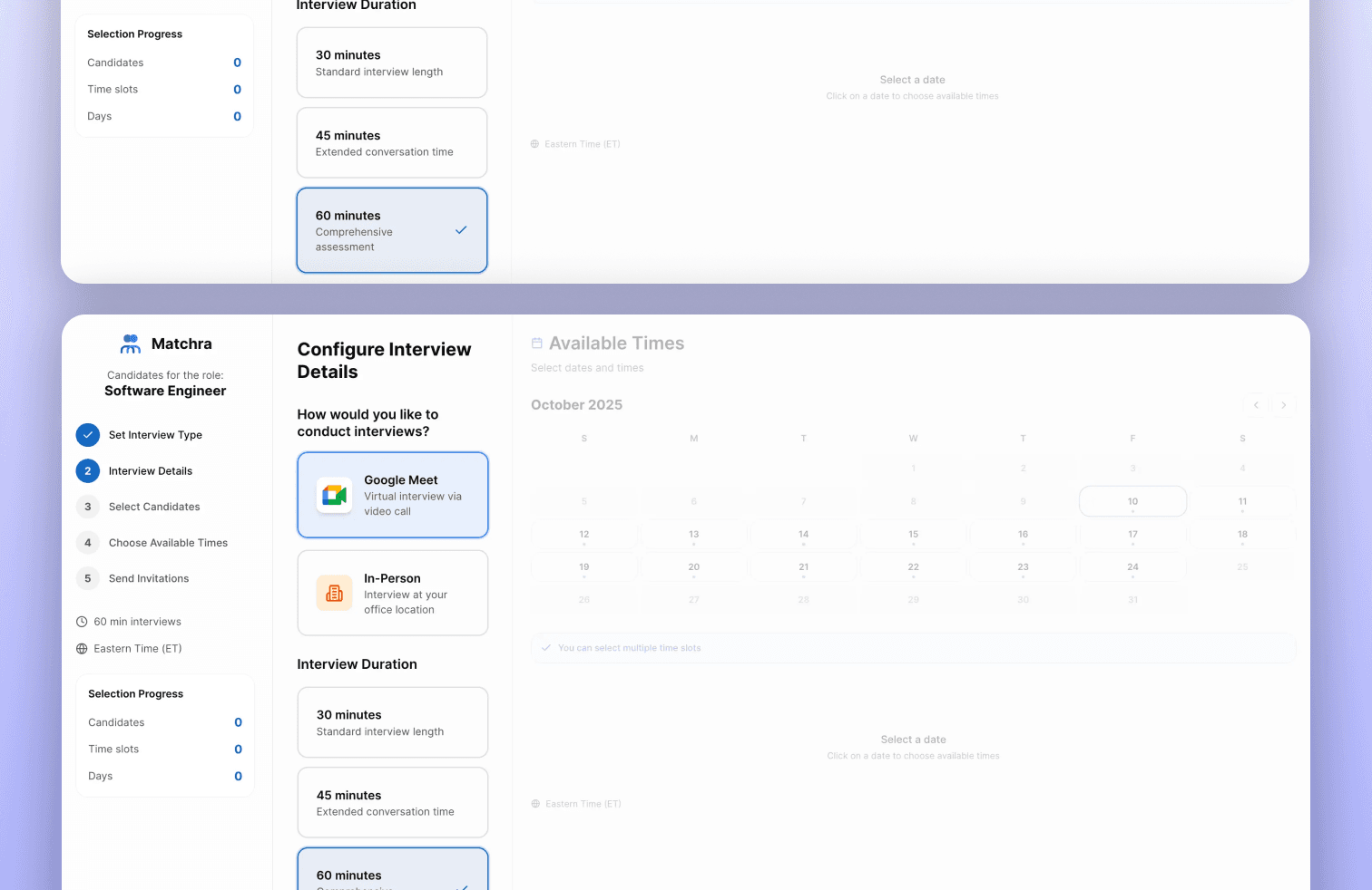 Matchra scheduling dashboard