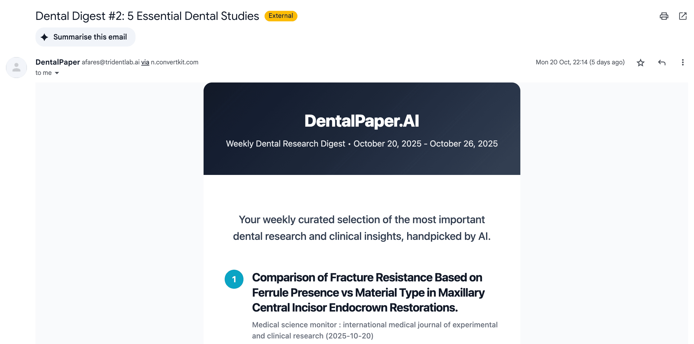Weekly Email Digest - Screenshot 1